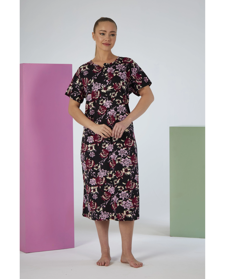 Estiva 25237 Kadın Likra Viskon Kısa Kol Gecelik