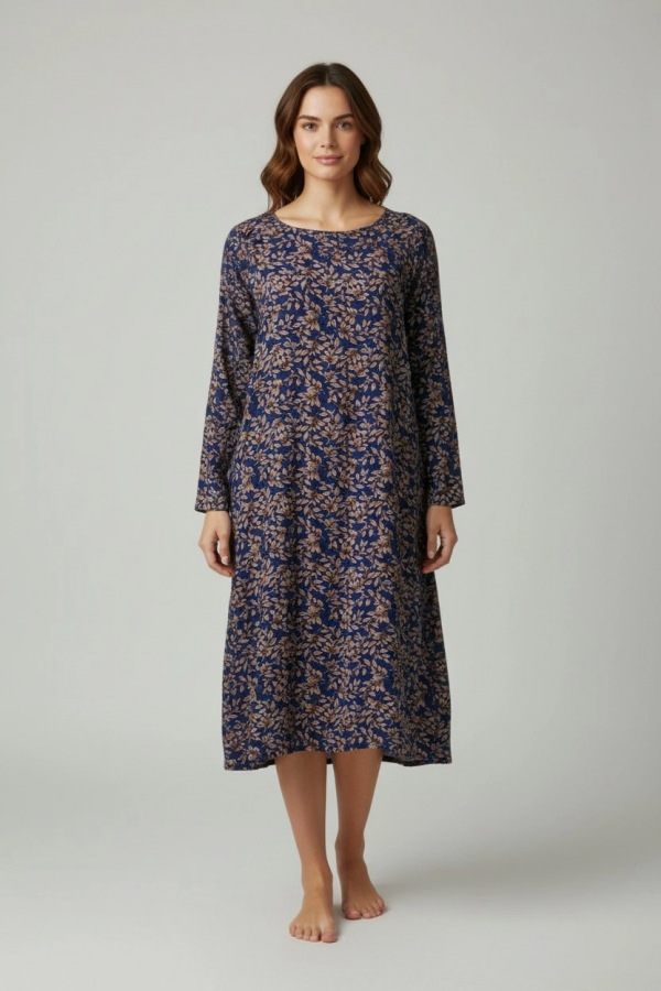 Estiva 25245 Kadın Likra Viskon Uzun Kol Gecelik