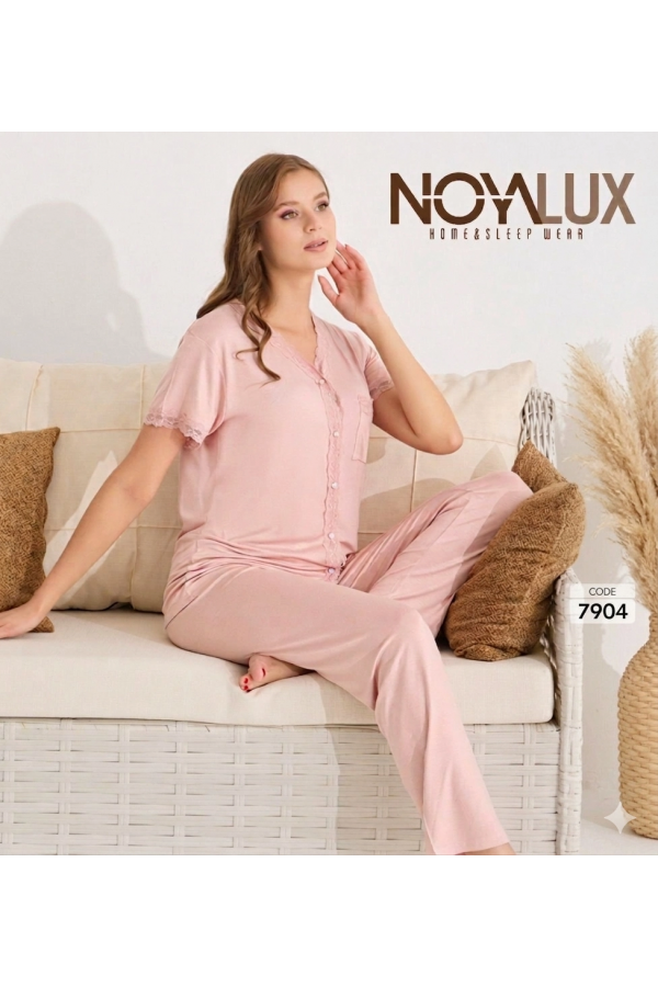 Noyalux 7904 Kadın Önden Dügmeli Kısa Kol Pijama