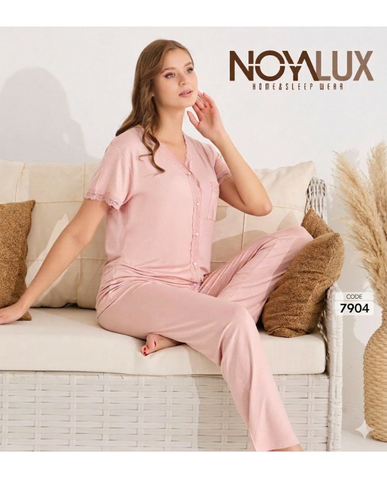 Noyalux 7904 Kadın Önden Dügmeli Kısa Kol Pijama