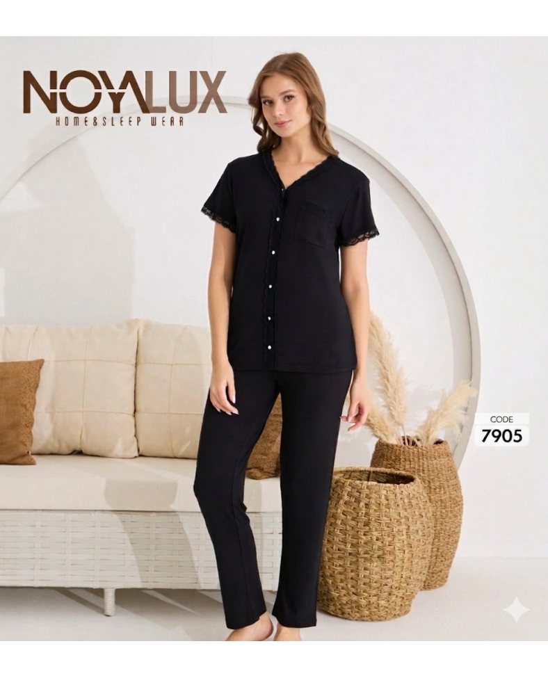 Noyalux 7905 Kadın Önden Dügmeli Pijama Takımı