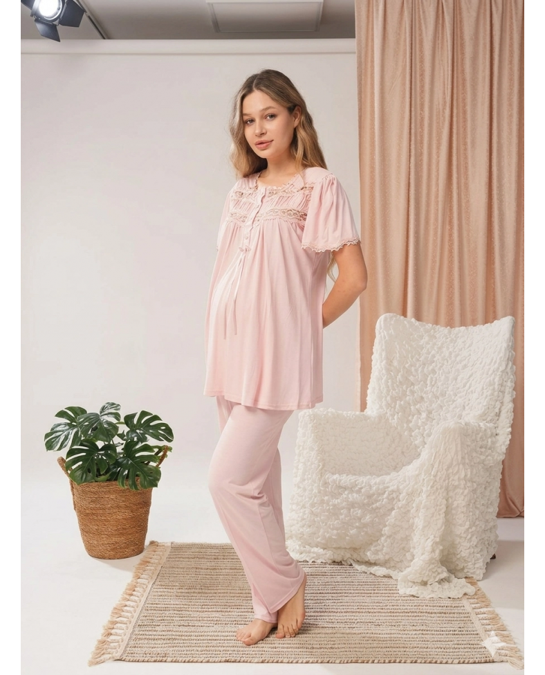 Bone 5806 Kadın 3'lü Sabahlıklı Lohusa Pijama Takımı
