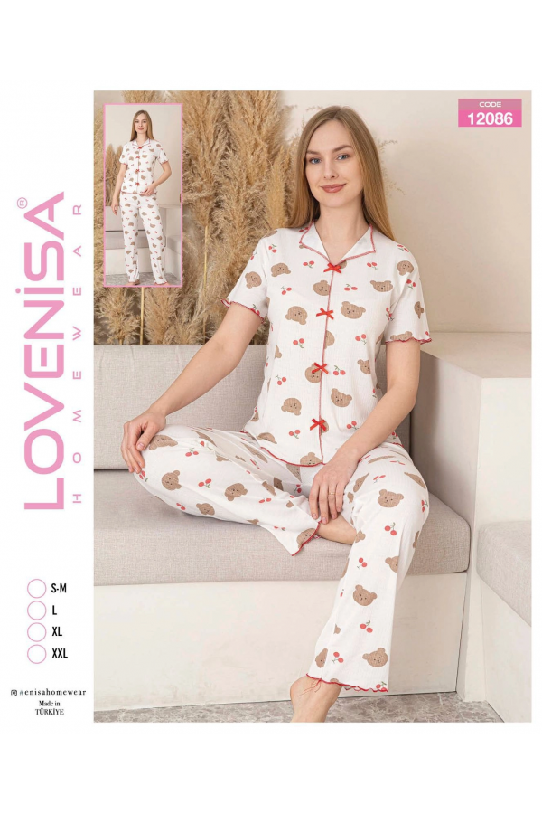 Lovenisa 12086 Kadın Kaşkorse Düğmeli Pijama Takımı