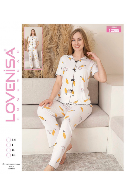 Lovenisa 12088 Kadın Kaşkorse Düğmeli Pijama Takımı