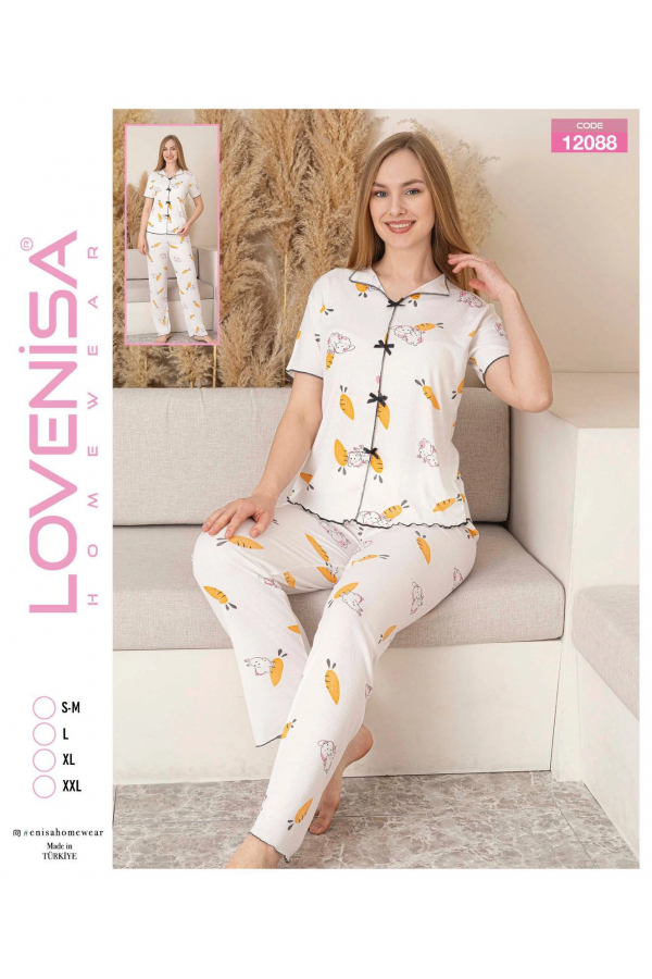 Lovenisa 12088 Kadın Kaşkorse Düğmeli Pijama Takımı