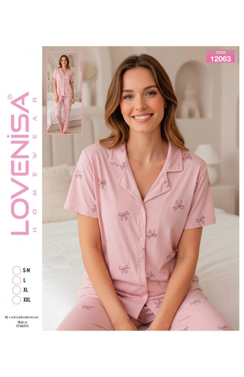 Lovenisa 12063 Kadın Milan Düğmeli Pijama Takımı