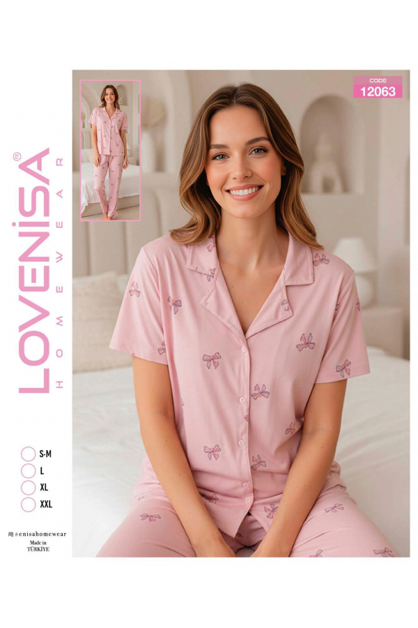 Lovenisa 12063 Kadın Milan Düğmeli Pijama Takımı