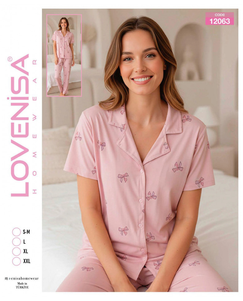 Lovenisa 12063 Kadın Milan Düğmeli Pijama Takımı
