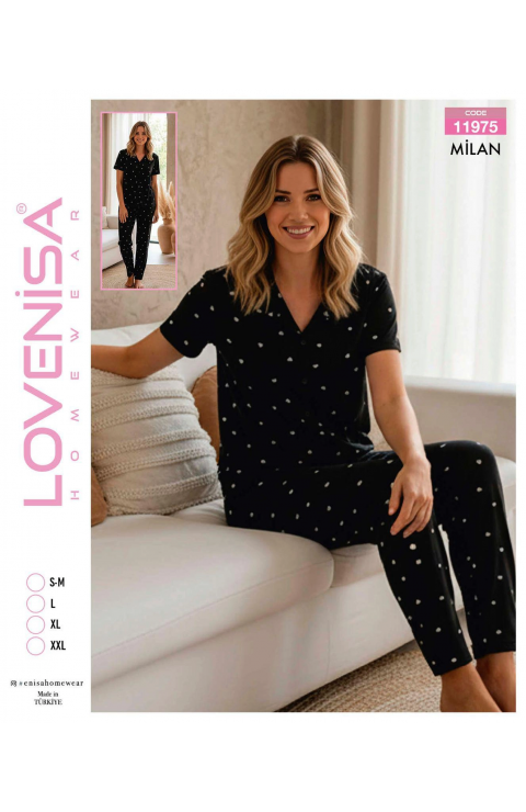 Lovenisa 11970 Kadın Milan Düğmeli Pijama Takımı