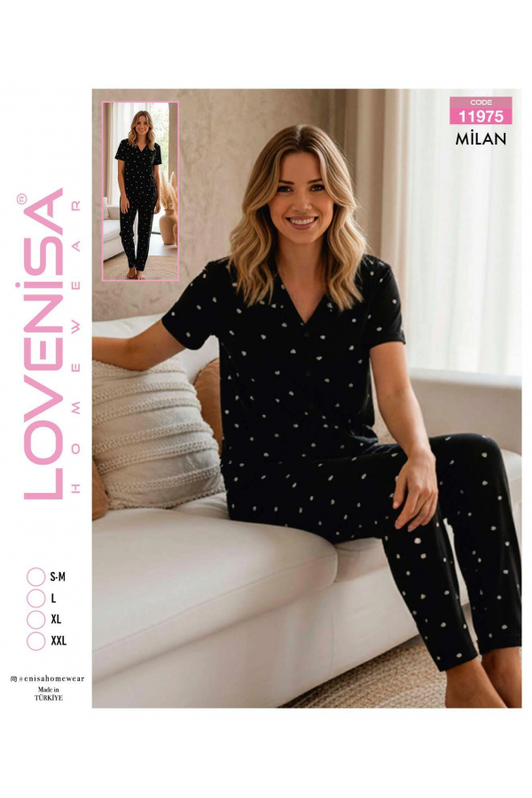 Lovenisa 11970 Kadın Milan Düğmeli Pijama Takımı
