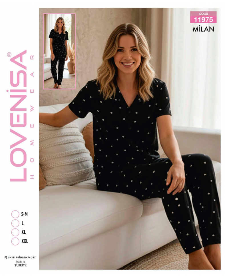 Lovenisa 11970 Kadın Milan Düğmeli Pijama Takımı