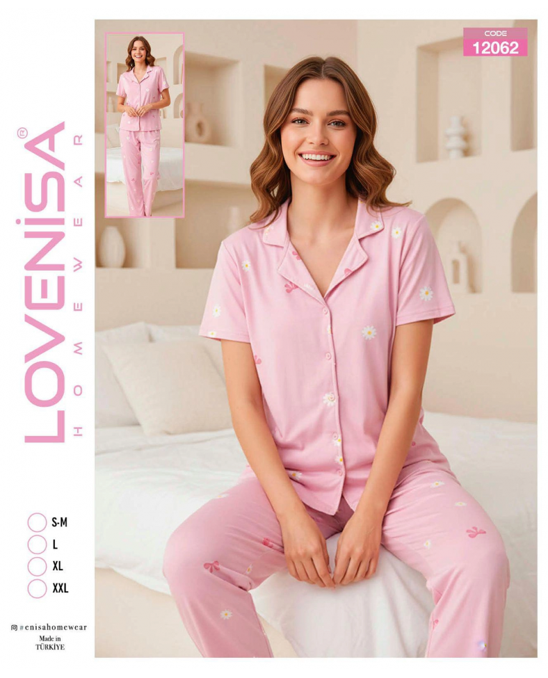 Lovenisa 12062 Kadın Milan Düğmeli Pijama Takımı