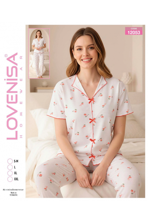 Lovenisa 12053 Kadın Kaşkorse Düğmeli Pijama Takımı