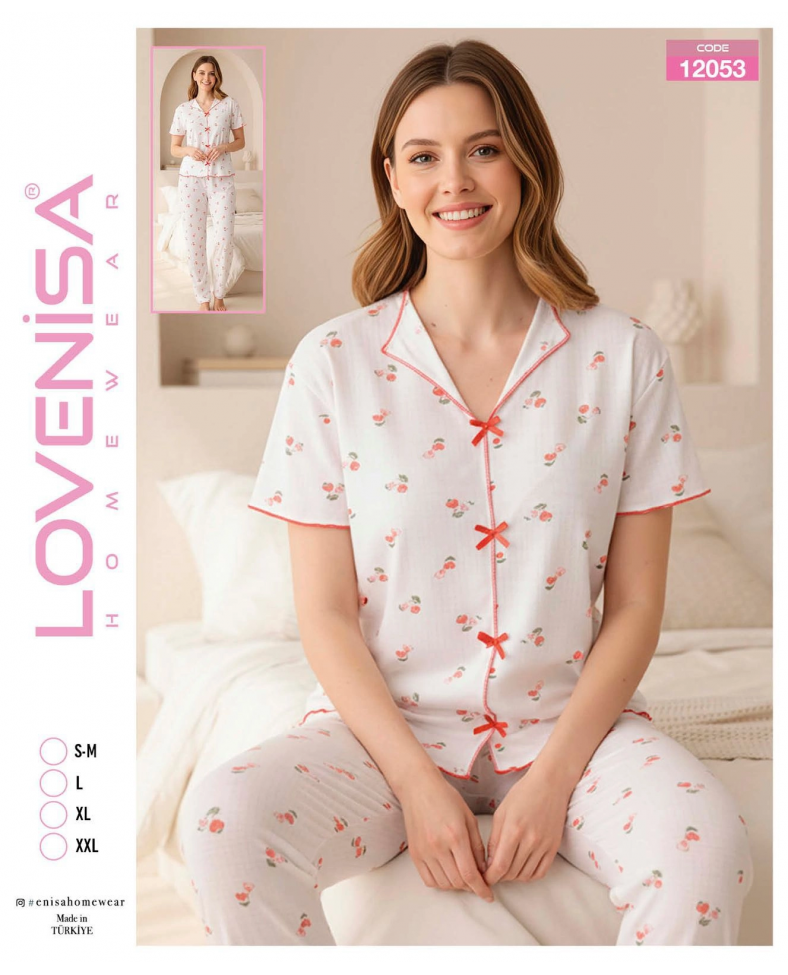 Lovenisa 12053 Kadın Kaşkorse Düğmeli Pijama Takımı