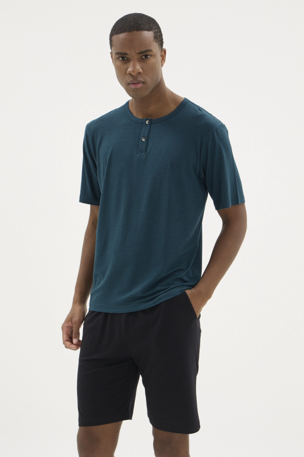 Kocabey ŞT-26213 Erkek Yaka Reçme Şortlu Takım