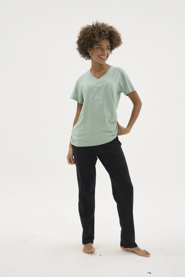 Kocabey KKT-26152K Kadın V Yaka Pijama Takımı