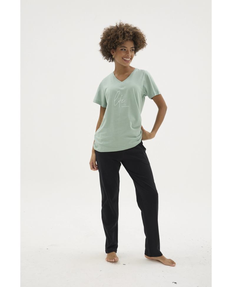 Kocabey KKT-26152K Kadın V Yaka Pijama Takımı