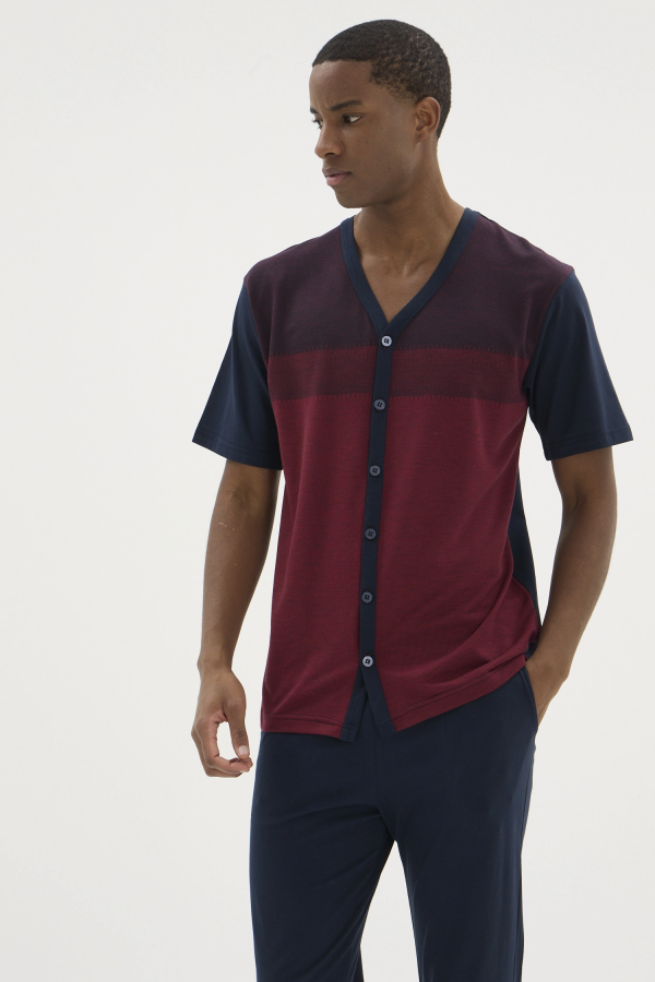 Kocabey KKT-26154 Erkek V Yaka Boydan Düğmeli Pijama Takımı