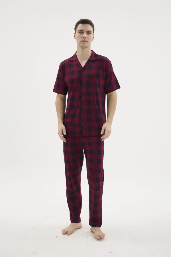 Kocabey KKT-26158 Erkek Apaj Yaka Düğmeli Pijama Takımı