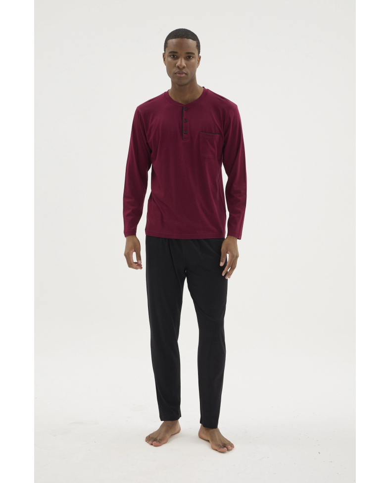 Kocabey BU-26360 Erkek Midi Yaka Battal Pijama Takımı