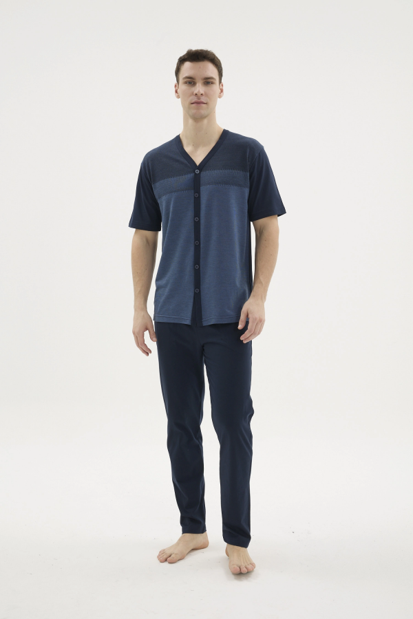 Kocabey KKT-26154 Erkek V Yaka Boydan Düğmeli Pijama Takımı