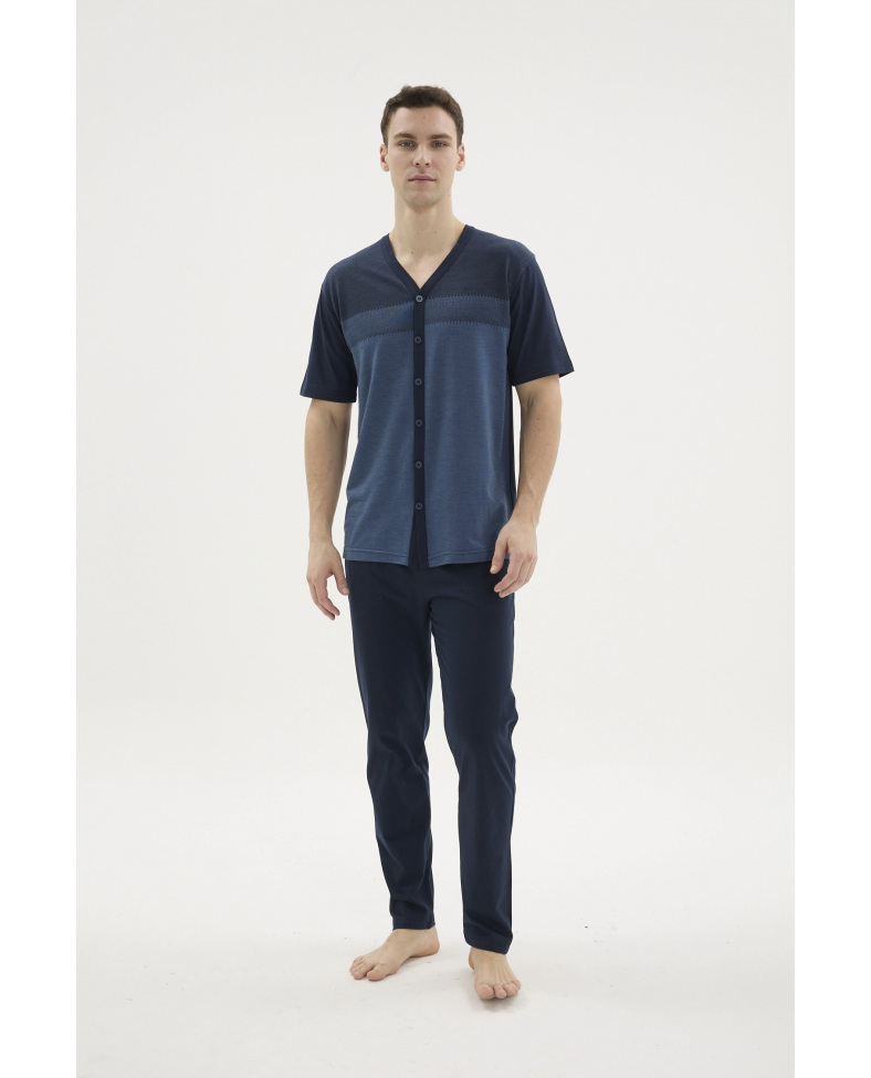 Kocabey KKT-26154 Erkek V Yaka Boydan Düğmeli Pijama Takımı