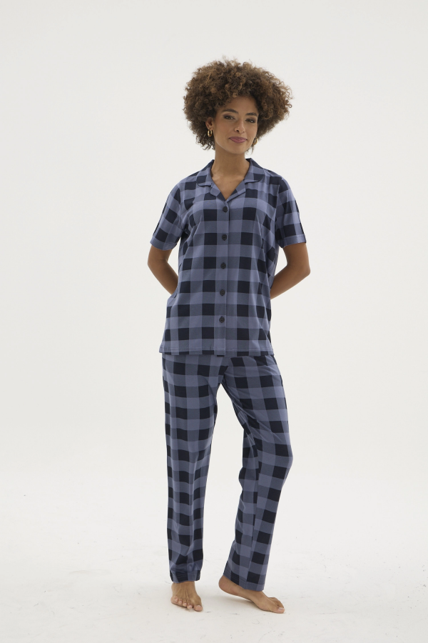 Kocabey KKT-26158K Kadın Apaj Yaka Düğmeli Pijama Takımı