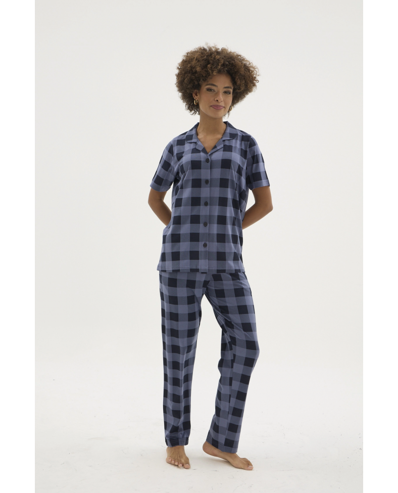 Kocabey KKT-26158K Kadın Apaj Yaka Düğmeli Pijama Takımı