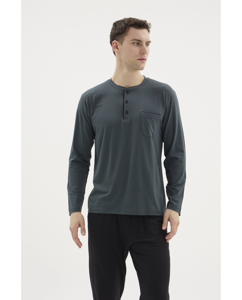 Kocabey BU-26360 Erkek Midi Yaka Battal Pijama Takımı