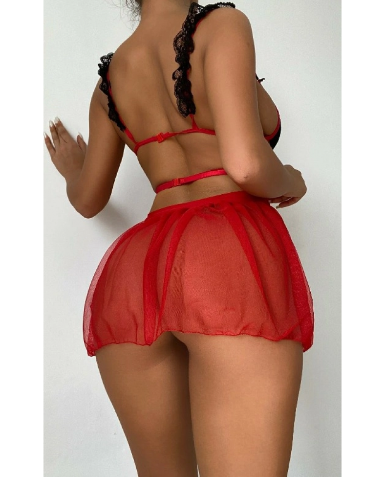 Nightlight 3220 Kadın Tül Mini Seksi Gecelik