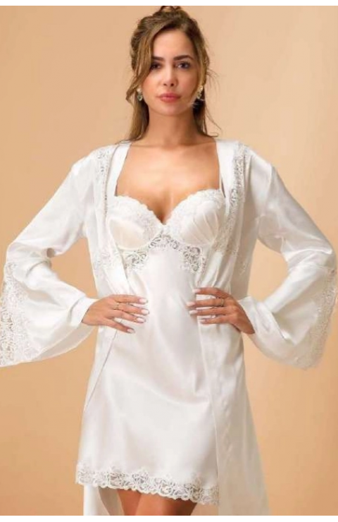 Nurteks 5380 Kadın Gecelik Kimona Takım