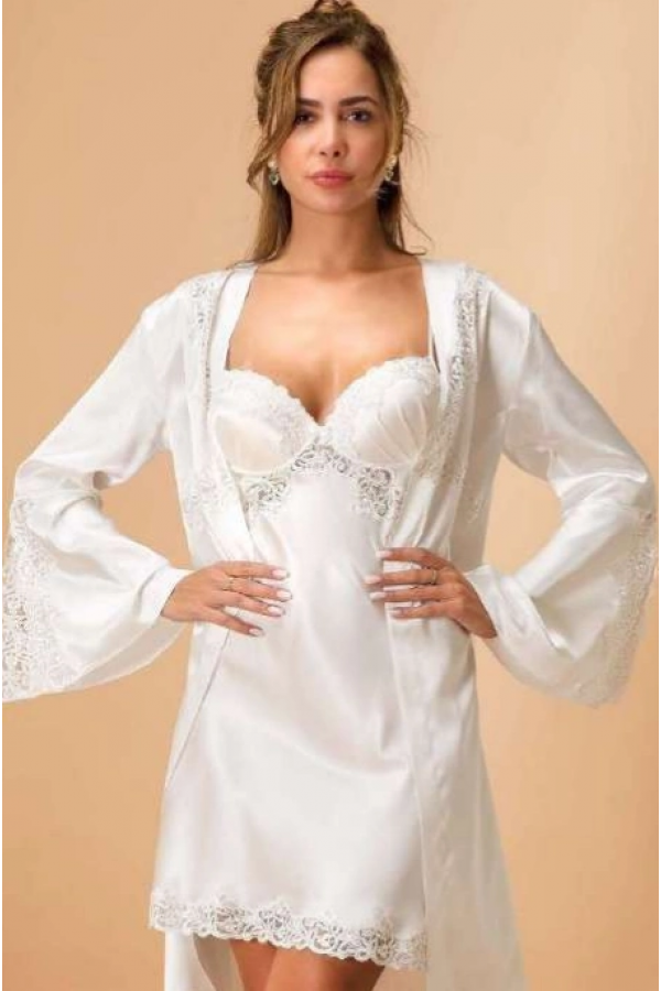 Nurteks 5380 Kadın Gecelik Kimona Takım