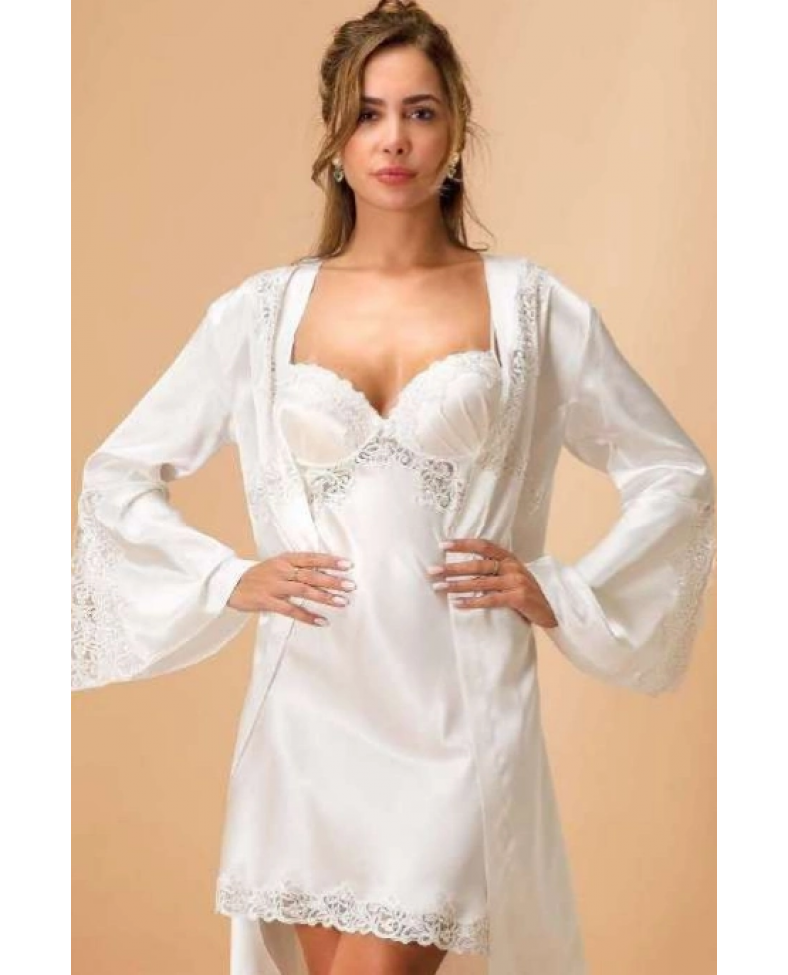 Nurteks 5380 Kadın Gecelik Kimona Takım