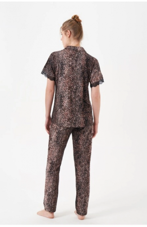 Pjs 29068 Kadın Kısa Kollu Düğmeli Pijama Takım
