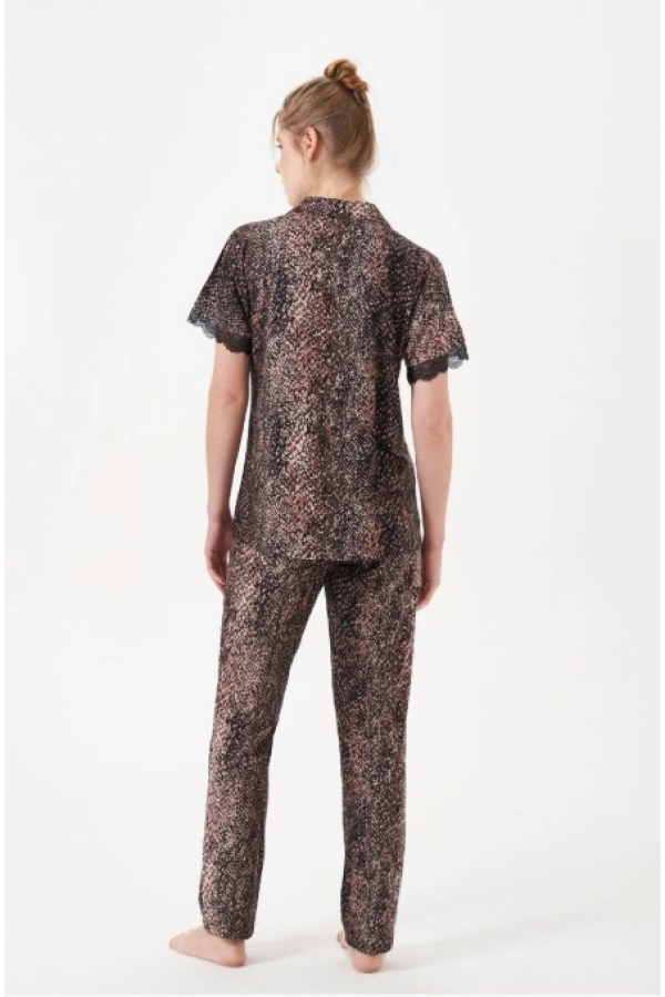 Pjs 29068 Kadın Kısa Kollu Düğmeli Pijama Takım