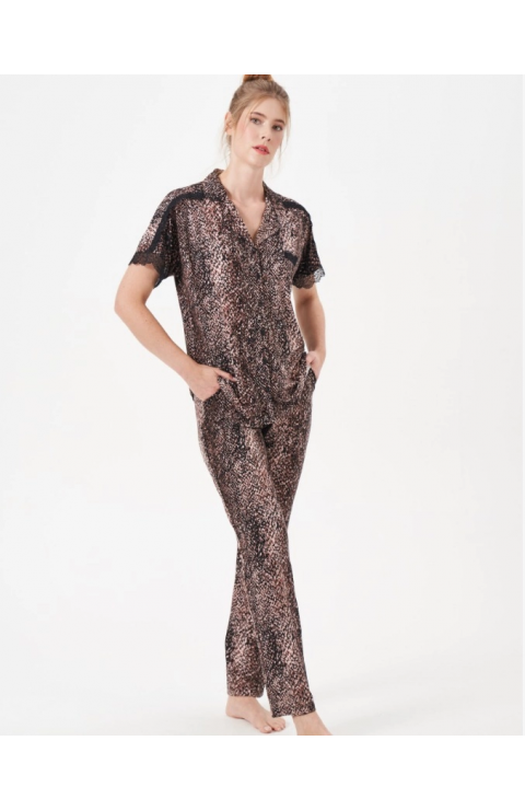 Pjs 29068 Kadın Kısa Kollu Düğmeli Pijama Takım