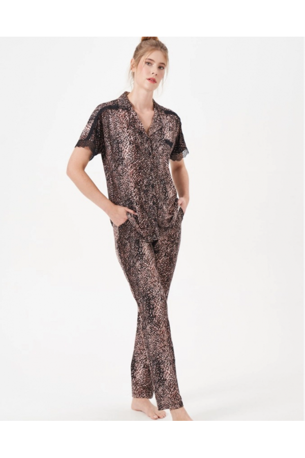 Pjs 29068 Kadın Kısa Kollu Düğmeli Pijama Takım