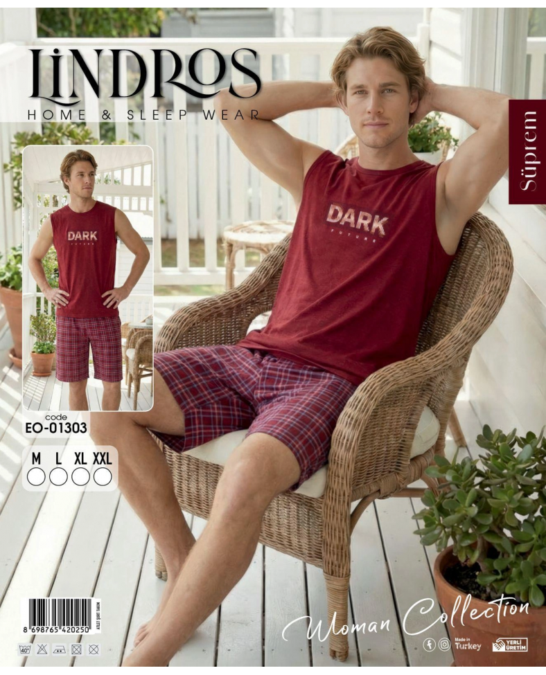 Lindros EO-01303 Erkek Sıfır Kol Süprem Şort Takım