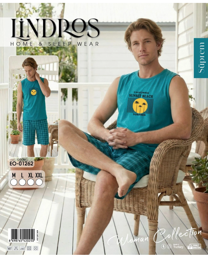 Lindros EO-01262 Erkek Sıfır Kol Süprem Şort Takım