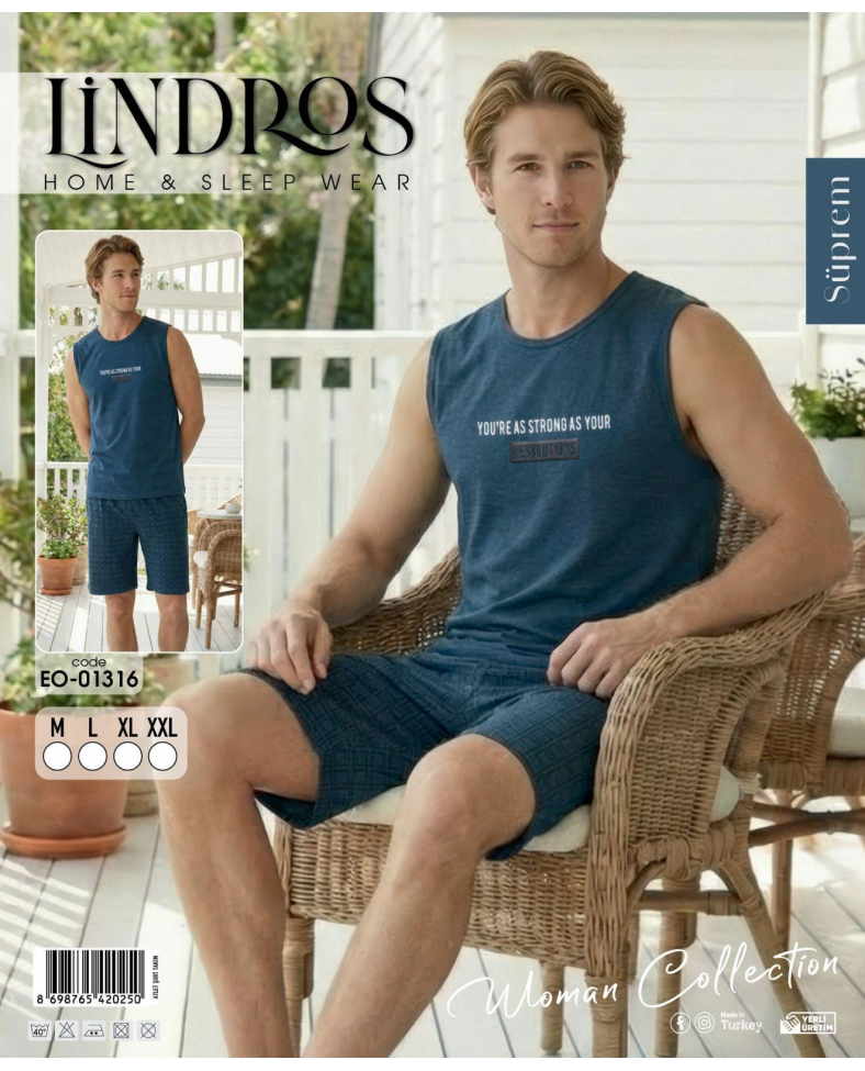 Lindros EO-01316 Erkek Sıfır Kol Süprem Şort Takım