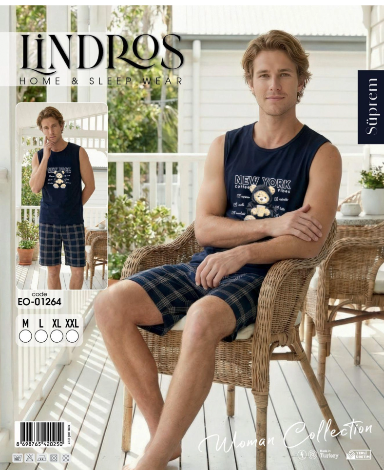 Lindros EO-01264 Erkek Sıfır Kol Süprem Şort Takım