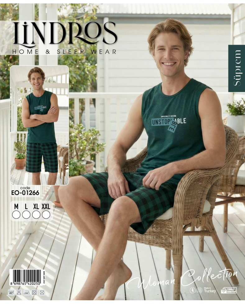 Lindros EO-01266 Erkek Sıfır Kol Süprem Şort Takım