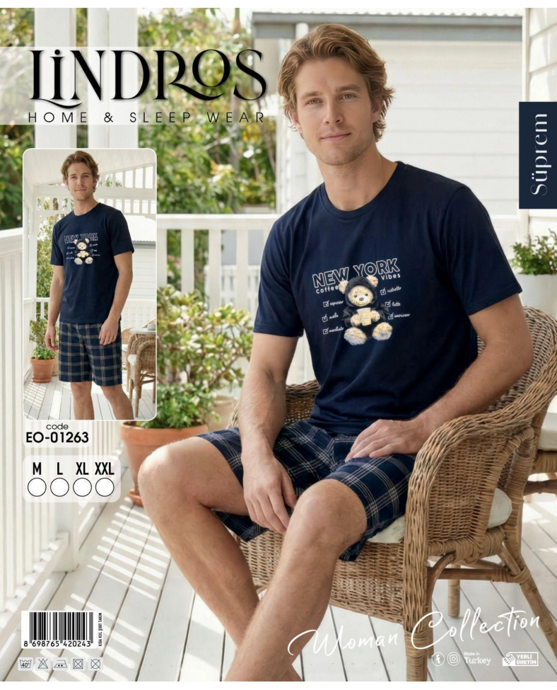 Lindros EO-01263 Erkek Kısa Kol Süprem Şort Takım