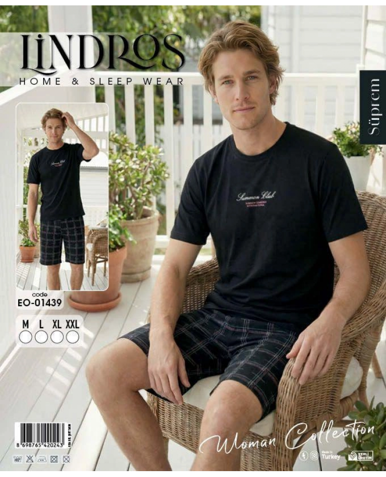 Lindros EO-01439 Erkek Kısa Kol Süprem Şort Takım