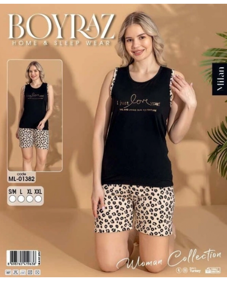 Boyraz ML-01382 Kadın Sıfır Kol Şort Takım