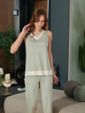 Aqua 26605 Kadın V Yaka Sıfır Kol Kapri Pijama Takım