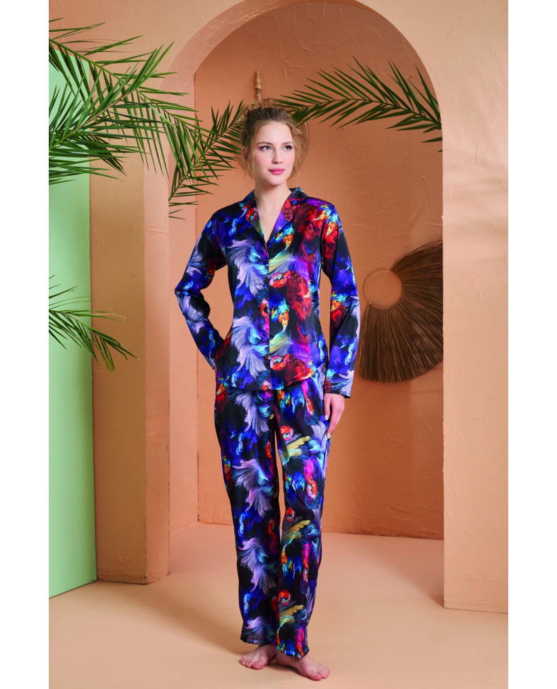 PJS 27079 Kadın Düğmeli Pijama Takımı