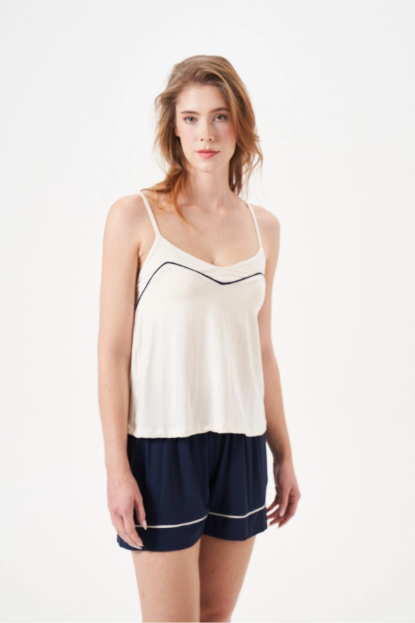 PJS 29021 Kadın İp Askılı Şort Takım