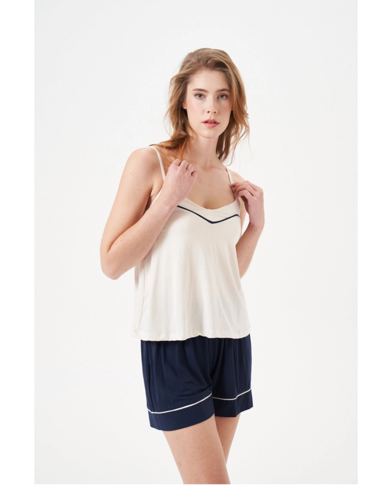 PJS 29021 Kadın İp Askılı Şort Takım