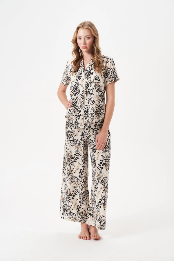 PJS 29049 Kadın Düğmeli Pijama Takım